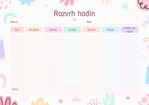 Rozvrh hodn pre deti