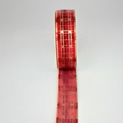 Stuha ltkov 25mmx3m erveno-zlat krovan