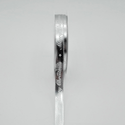 Stuha ltkov 10mmx3m strieborn Merry Christmas