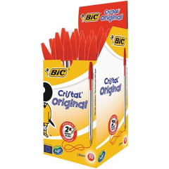 Gukov pero, 0,32 mm, s vrchnkom, BIC "Cristal Original", erven