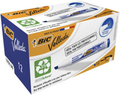 Popisova na biele a flipchartov tabule, 1,1-5,6 mm, zrezan hrot, BIC "Velleda ecolutions", modr