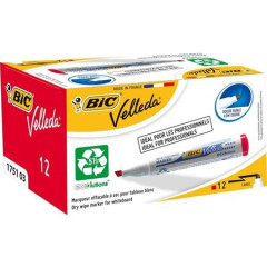Popisova na biele a flipchartov tabule, 1,1-5,6 mm, zrezan hrot, BIC "Velleda ecolutions", erven