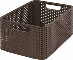Odkladac box, s efektom rattanu, 18l, tmavohned, CURVER "Style M"