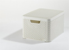 Odkladac box s vekom, s efektom rattanu, 30l, bov, CURVER "Style L"
