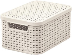 Odkladac box s vekom, s efektom ratanu, 7l, slonovina, CURVER "Style S"