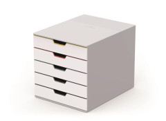 Zsuvkov box, plastov, 5 zsuviek , DURABLE "VARICOLOR 5", biela