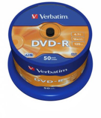 DVD-R disk, AZO, 4,7GB, 16x, 50 ks, cake box, VERBATIM