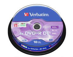 DVD+R disk, dvojvrstvov, 8,5GB, 8x, 10 ks, cake box, VERBATIM "Double Layer"