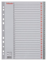 Register, plastov, A4, 1-31, ESSELTE, siv