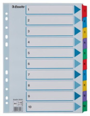 Register, kartn, A4, 1-10, ESSELTE "Mylar"