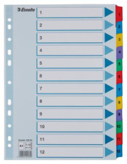 Register, kartn, A4, 1-12, ESSELTE "Mylar"