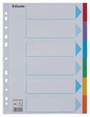 Register, kartnov, A4, 6 dielny, popisovaten predn strana, ESSELTE "Standard", farebn