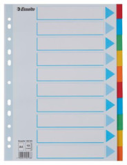 Register, kartnov, A4, 10 dielny, popisovaten predn strana, ESSELTE "Standard", farebn