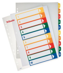 Register, plastov, A4 Maxi, 1-10, potlaiten, ESSELTE, priehadn