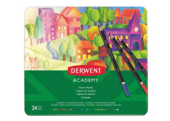 Farebn ceruzky, sada, v plechovej krabike, DERWENT "Academy", 24 rznych farieb