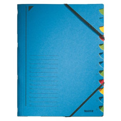 Doska s gumikou, kartn, A4, s registrom, 12 ast, LEITZ, modr