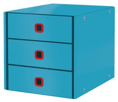 Zsuvkov box, laminovan kartn, 3 zsuvky, LEITZ "Cosy Click&Store", pokojn modr