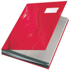 Podpisov kniha, A4, 18 listov, kartn, LEITZ "Design", erven