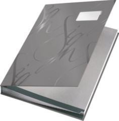 Podpisov kniha, A4, 18 listov, kartn, LEITZ "Design", siv