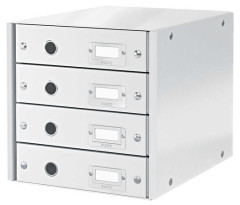 Zsuvkov box, polaminovan kartn, 4 zsuvky, LEITZ "Click&Store", biela