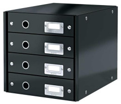Zsuvkov box, polaminovan kartn, 4 zsuvky, LEITZ "Click&Store", ierna