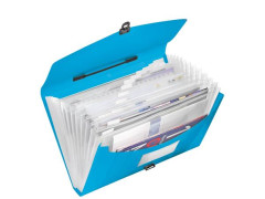 Harmonikov taka, A4, PP, 12 priehradiek, ESSELTE "Vivida", modr