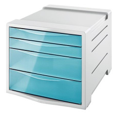 Zsuvkov box na dokumenty, plastov, 4 zsuvky, ESSELTE "Colour`Breeze", priehadn modr