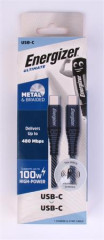 USB kbel, USB-C - USB-C, 2m, ENERGIZER, siv