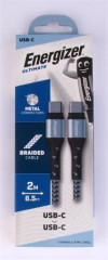 USB kbel, USB-C - USB-C, 2m, ENERGIZER, strieborn