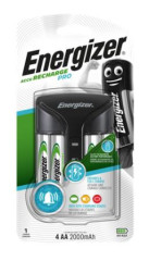 Nabjaka batri, AA tukov/AAA mikrotukov, 4x2000 mAh  AA (prednabit), s displejom, ENERGIZER "Pro"