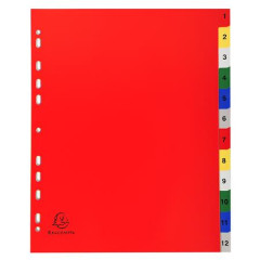 Register, plastov, A4+, 1-12, EXACOMPTA, farebn