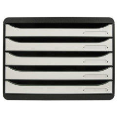Box na dokumenty, plast, 5 zsuviek, EXACOMPTA "BIigBox Glossy", ierny-biely