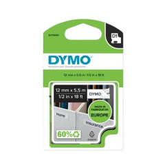 Pska do ttkovaa, odoln polyester, 12 mm x 5,5 m, DYMO "D1", biela-ierna