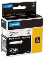 Pska do ttkovaa, odoln polyester, 19 mm x 5,5 m, DYMO "Rhino", biela-ierna