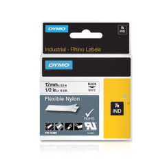 Pska do ttkovaa, flexibiln ID, 12 mm x 3,5 m, DYMO "Rhino", biela-ierna