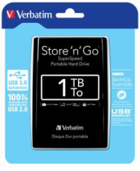 2,5" HDD (pevn disk), 1TB, USB 3.0, VERBATIM, ierny
