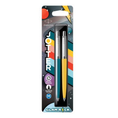 Gukov pero, sada, 0,7 mm, strieborn klip, lt a modr telo pera, PARKER "Jotter Glam Rock", modr