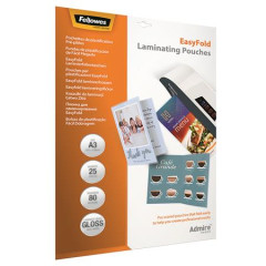 Laminovacia flia za tepla, 80 mikr., A3, leskl, skladan, 25 ks, FELLOWES "Admire Easyfold"