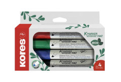 Popisova na biele tabule a flipchart, 3-5 mm, zrezan hrot, KORES "ECO K-Marker XW2", 4 rzne farby