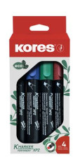 Permanentn popisova, sada, 3-5 mm, zrezan hrot, KORES "ECO K-Marker XP2", 4 rzne farby