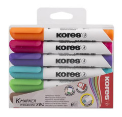 Popisova na biele a flipchartov tabule, sada, 3 mm, kueov hrot, KORES "K-Marker XW1", 6 rznych farieb