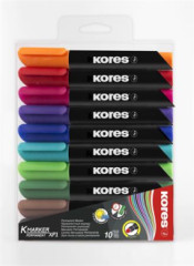 Permanentn popisova, 3 mm, kueov hrot, KORES "K-Marker XP1", 10 rznych farieb