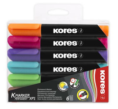 Permanentn popisova, 3 mm, kueov hrot, KORES "K-Marker XP1", 6 rznych farieb