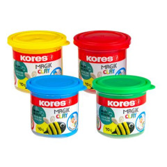 Plastelna,160 g, schnca na vzduchu, 4 farby, KORES "Magic Clay"