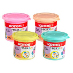 Plastelna,160 g, schnca na vzduchu, 4 pastelov farby, KORES "Magic Clay"