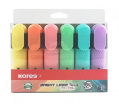 Zvrazova, sada, 0,5-5 mm, KORES "Bright Liner Plus Pastel", 6 rznych farieb