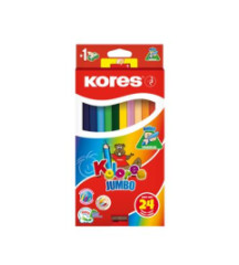 Farebn ceruzky, sada, trojhrann, jumbo, KORES "Kolores Jumbo", 24 rznych farieb