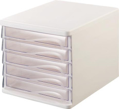 Zsuvkov box na dokumenty, plast, 5 zsuviek, HELIT, biely/priehadn