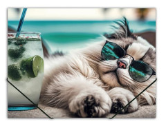 Doska s gumikou, 15 mm, PP, A4, PANTA PLAST "Chillout cat"