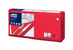 Servtky, 1/4 sklad, 2-vrstvov, 32x32 cm, Advanced, TORK "Lunch", erven